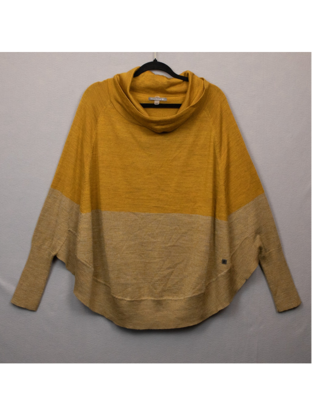 Smartwool Nokoni mustard yellow turtleneck poncho sweater-L/XL